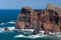 Cliffs at St Lawrence Madeira showing unusual vertical rock form Royalty Free Stock Photo