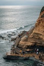 Cliffs and staircase at Sunset Cliffs Natural Park, in Point Loma, San Diego, California Royalty Free Stock Photo