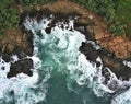 Cliffs with waves aerial view