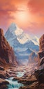 Cliffside Majesty: A Breathtaking Mountain Landscape Painting