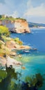 Cliffside Serenity: Tranquil Mediterranean Landscapes In The Style Of Josef Kote