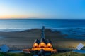 Clifftop view of Pier at twilight time of Saltburn by the Sea