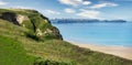 Beautiful clifftop scenery over Newquay bay and wide,sandy beach,Cornwall,UK.