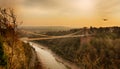 Clifton bridge illuminated at night sunset downs. Bristol. England. UK. Royalty Free Stock Photo