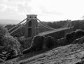 Clifton Suspension Bridge in Bristol in black and white Royalty Free Stock Photo