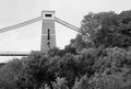 Clifton Suspension Bridge in Bristol in black and white Royalty Free Stock Photo