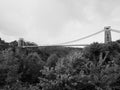 Clifton Suspension Bridge in Bristol in black and white Royalty Free Stock Photo