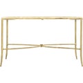 Clifton Writing Desk, Gold/White, Mirrored TV Stand Console Table with Drawer, Two-Drawer Writing Desk with white background Royalty Free Stock Photo