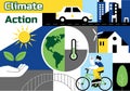Climate Action Vector Illustration Featuring Global Earth Environment With Sustainable Implementation Pollution Affecting Royalty Free Stock Photo