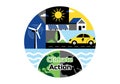 Climate Action Vector Illustration Featuring Global Earth Environment With Sustainable Implementation Pollution Affecting Royalty Free Stock Photo