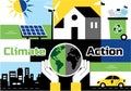 Climate Action Vector Illustration Featuring Global Earth Environment With Sustainable Implementation Pollution Affecting Royalty Free Stock Photo