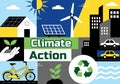 Climate Action Vector Illustration Featuring Global Earth Environment With Sustainable Implementation Pollution Affecting Royalty Free Stock Photo