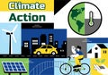Climate Action Vector Illustration Featuring Global Earth Environment With Sustainable Implementation Pollution Affecting Royalty Free Stock Photo