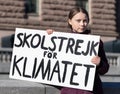 Climate activist Greta Thunberg protesting in Stockholm Royalty Free Stock Photo