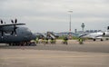 Climate activists blocking airplanes during big protest action against planned expansion of the Schiphol Airport Royalty Free Stock Photo