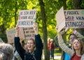 Climate activists from Extinction Rebellion movement during protest action in The Hague against fossil subsidies
