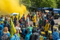 Climate activists from Extinction Rebellion movement during protest action in The Hague against fossil subsidies