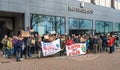 Climate activists during protest against coal mining in front of The Havengebouw building in Amsterdam