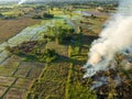 Agriculture burning release carbon dioxide (CO2) emissions and other greenhouse gases (GHG) that contribute to Royalty Free Stock Photo