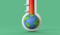 Climate change concept. Rising earth temperature thermometer. 3D Render. Royalty Free Stock Photo