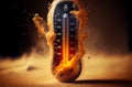 climate change concept thermometer in fire