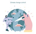 Climate change control. Planet Earth temperature rising due to CO2