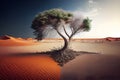 Climate change with desertification process. Generated AI