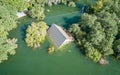 Climate Change Flooding with a House Under water Royalty Free Stock Photo