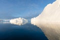 Climate change and global warming. Icebergs from a melting glacier in Greenland. UNESCO world heritage site.