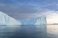 Climate change and global warming. Icebergs from a melting glacier in Greenland. UNESCO world heritage site.