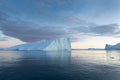 Climate change and global warming. Icebergs from a melting glacier in Greenland. UNESCO world heritage site.