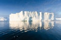 Climate change and global warming. Icebergs from a melting glacier in Greenland. UNESCO world heritage site.