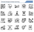 Climate change and global warming icon set Royalty Free Stock Photo