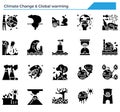 Climate change and global warming icon set Royalty Free Stock Photo