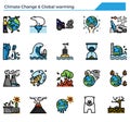 Climate change and global warming icon set. Royalty Free Stock Photo