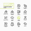 Climate change - line design style icons set