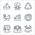 climate change line icons. linear set. quality vector line set such as deforestation, earthquake, oil barrel, ozone layer, dead,