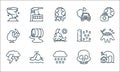 Climate change line icons. linear set. quality vector line set such as tsunami, rain, thunderstorm, skull, melting, burning tree,