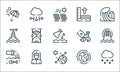 climate change line icons. linear set. quality vector line set such as snowflake, solar, wastes, ozone layer, mask, monitoring,