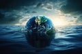 Climate change makes planet Earth drowning Royalty Free Stock Photo