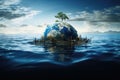 Climate change makes planet Earth drowning Royalty Free Stock Photo