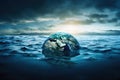 Climate change makes planet Earth drowning Royalty Free Stock Photo