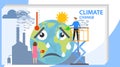 Climate change, people influence climate change. Climate change. Vector illustration