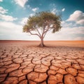 Climate Change: Tree on Drought-Ridden Land. Generative AI