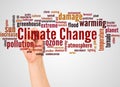 Climate Change word cloud and hand with marker concept Royalty Free Stock Photo