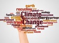 Climate Change word cloud and hand with marker concept Royalty Free Stock Photo