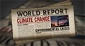 Climate change world report retro newspaper printing press Royalty Free Stock Photo