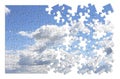 Climate changes concept image with a cloudy sky in puzzle shape Royalty Free Stock Photo