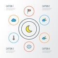 Climate Colorful Outline Icons Set. Collection Of Freeze, Scale, Tempest And Other Elements. Also Includes Symbols Such