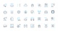 Climate Control linear icons set. Thermostat, Air-conditioning, Heating, Ventilation, Humidity, Insulation, Energy